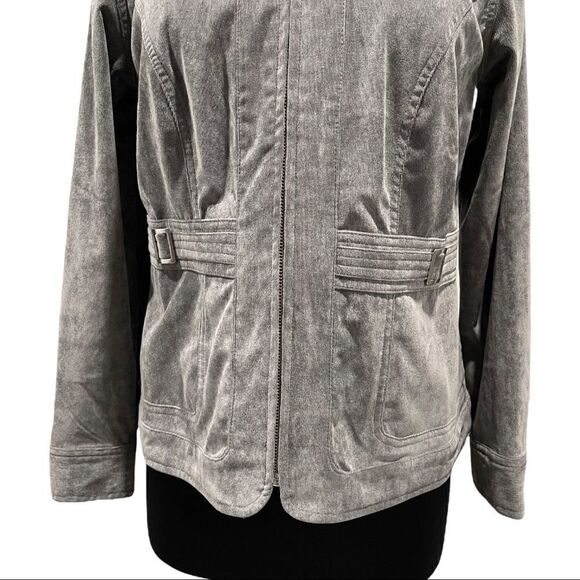 CHRISTOPHER & banks gray corduroy jean jacket style jacket sz M - Picture 3 of 12